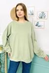 158896 B Yaka Oversize Sardonsuz Sweatshirt